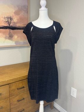 Express Black Cap-Sleeve Mini Dress with Shoulder Cutouts